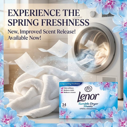 34 Sheets x 8 Lenor Fabric Tumble Dryer Sheets Spring Awakening