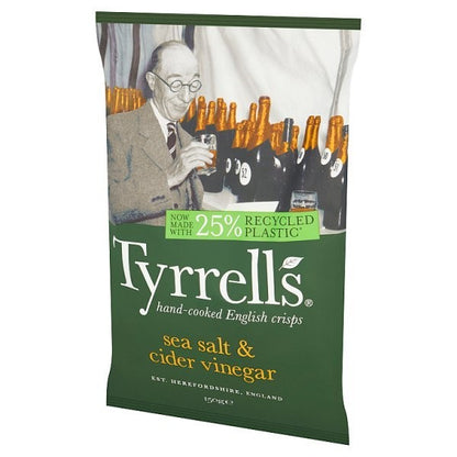 8x 150g Tyrrells Sea Salt & Cider Vinegar Sharing Crisps