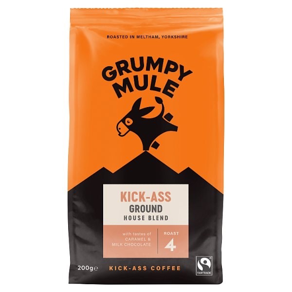 200g x 6 Grumpy Mule Kick Ass Ground Coffee Specialty Blend Caramel Chocolate