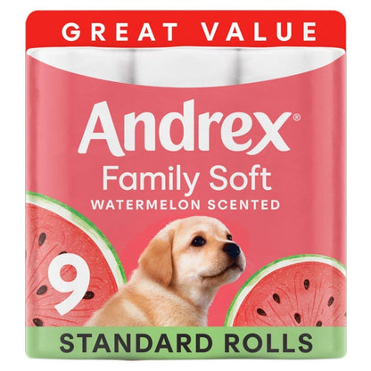 9 Roll × 5 Andrex Family Soft Toilet Roll Watermelon Scented Bulk