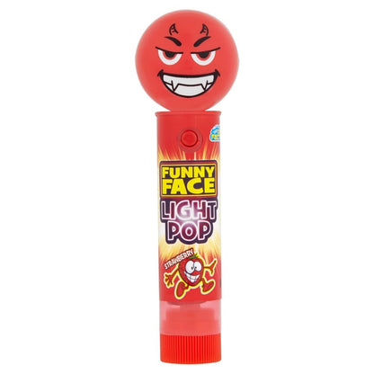12 x 11g Pack Funny Face Light Pop Novelty Fruit Flavour Candy Lollipop Toy