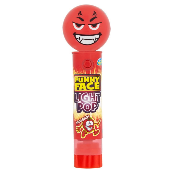 12 x 11g Pack Funny Face Light Pop Novelty Fruit Flavour Candy Lollipop Toy