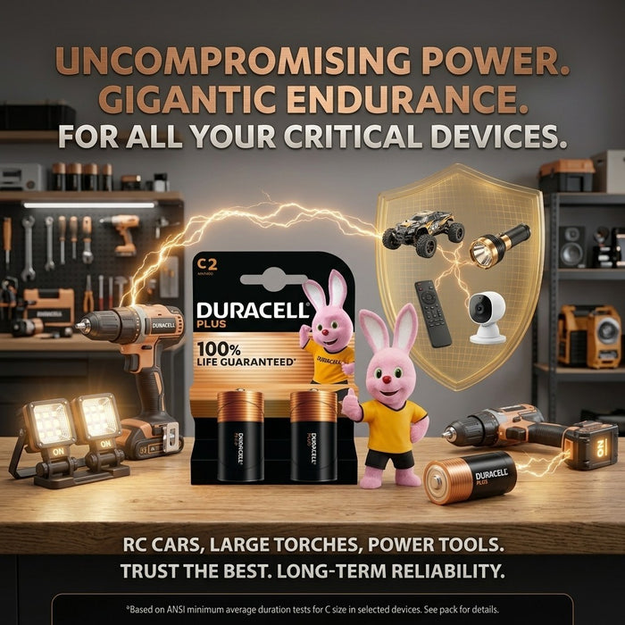 2x Duracell Plus C Batteries 2 Pack Bulk Lot 10 Packs 20 Total 1.5V