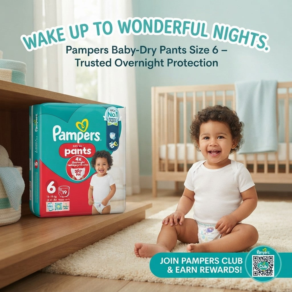 4x 19s Pampers Baby-Dry Nappy Pants Size 6 360 Fit