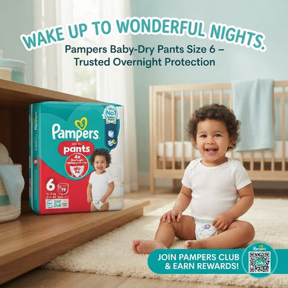 4x 19s Pampers Baby-Dry Nappy Pants Size 6 360 Fit