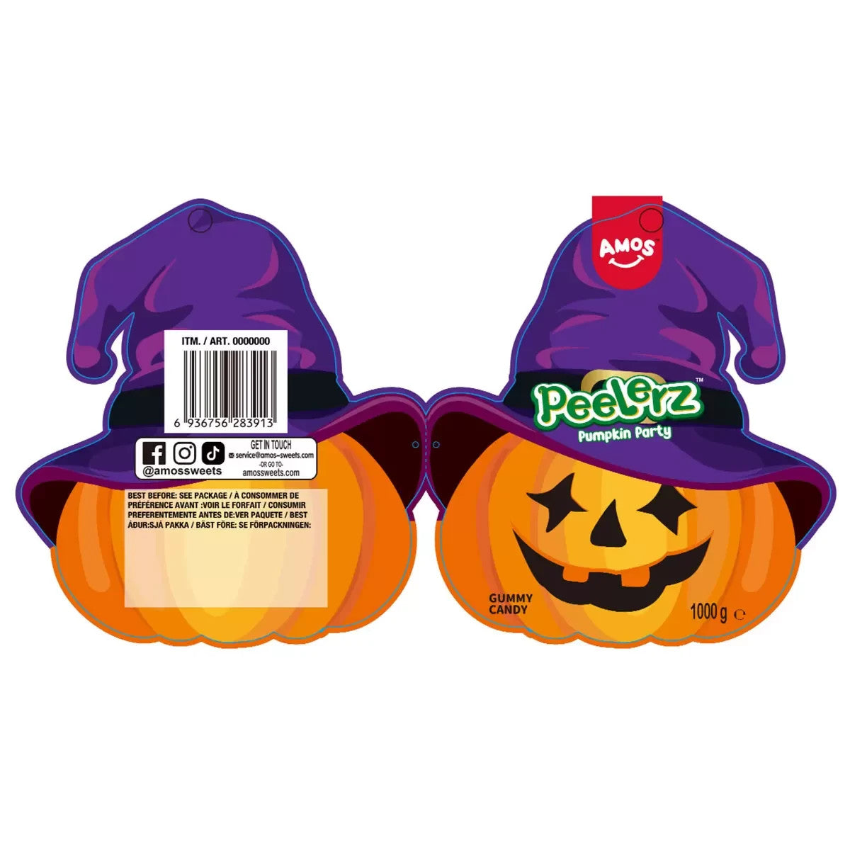 1 kg Amos Deluxe Halloween Candy Jar Spooky Gummy & Jelly Assortment Pumpkin