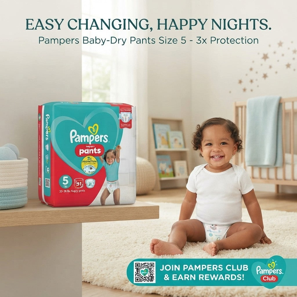 4x 21s Pampers Baby-Dry Nappy Pants Size 5 360 Fit