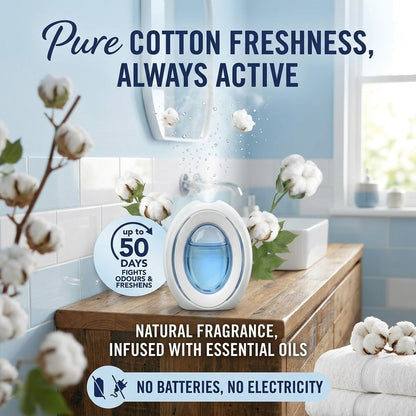 8x Febreze Bathroom Air Freshener Device Cotton Fresh Up To 50 Days