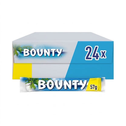 24 x 57g Bounty Milk Chocolate Bars Bulk Box - Soft Coconut Bar Wholesale Snack