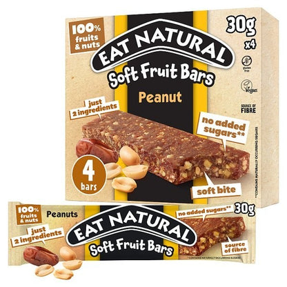 11x 4 x 30g Eat Natural Soft Fruit Bars Peanut Healthy Snack Bars UK