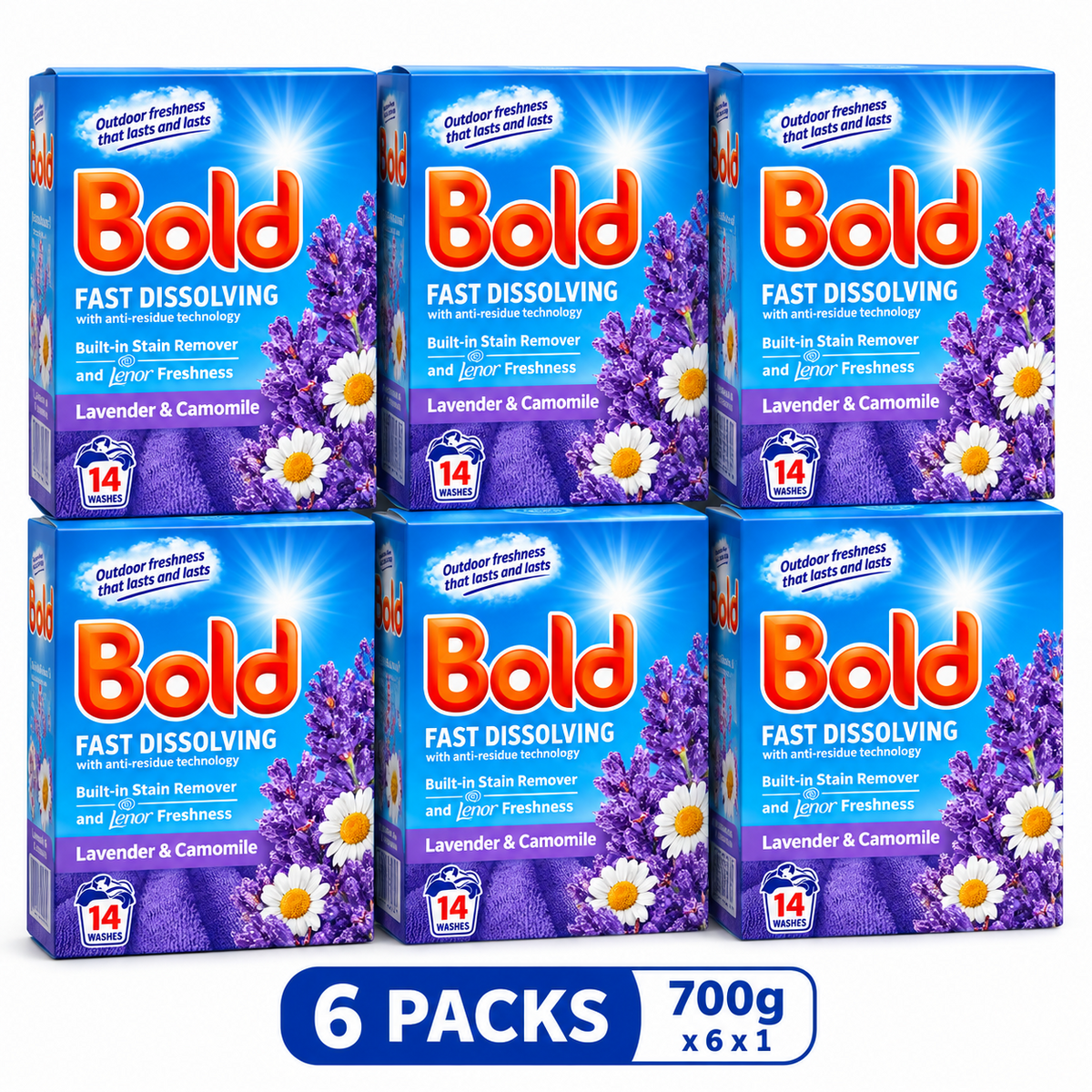 700g × 6 Bold Laundry Detergent Powder 14 Washes Bio Washing Powder with Outdoor