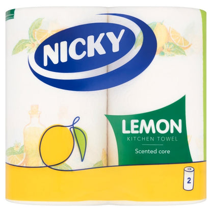 Nicky Super Lemon Kitchen Towel Scented 2 Ply Paper Roll White 12 or 16 Pack