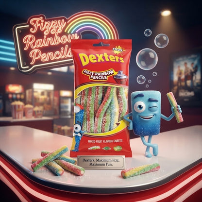 12 x 160g Dexters Pencils Bulk Box | Sour Rainbow, Apple & Strawberry Sweet