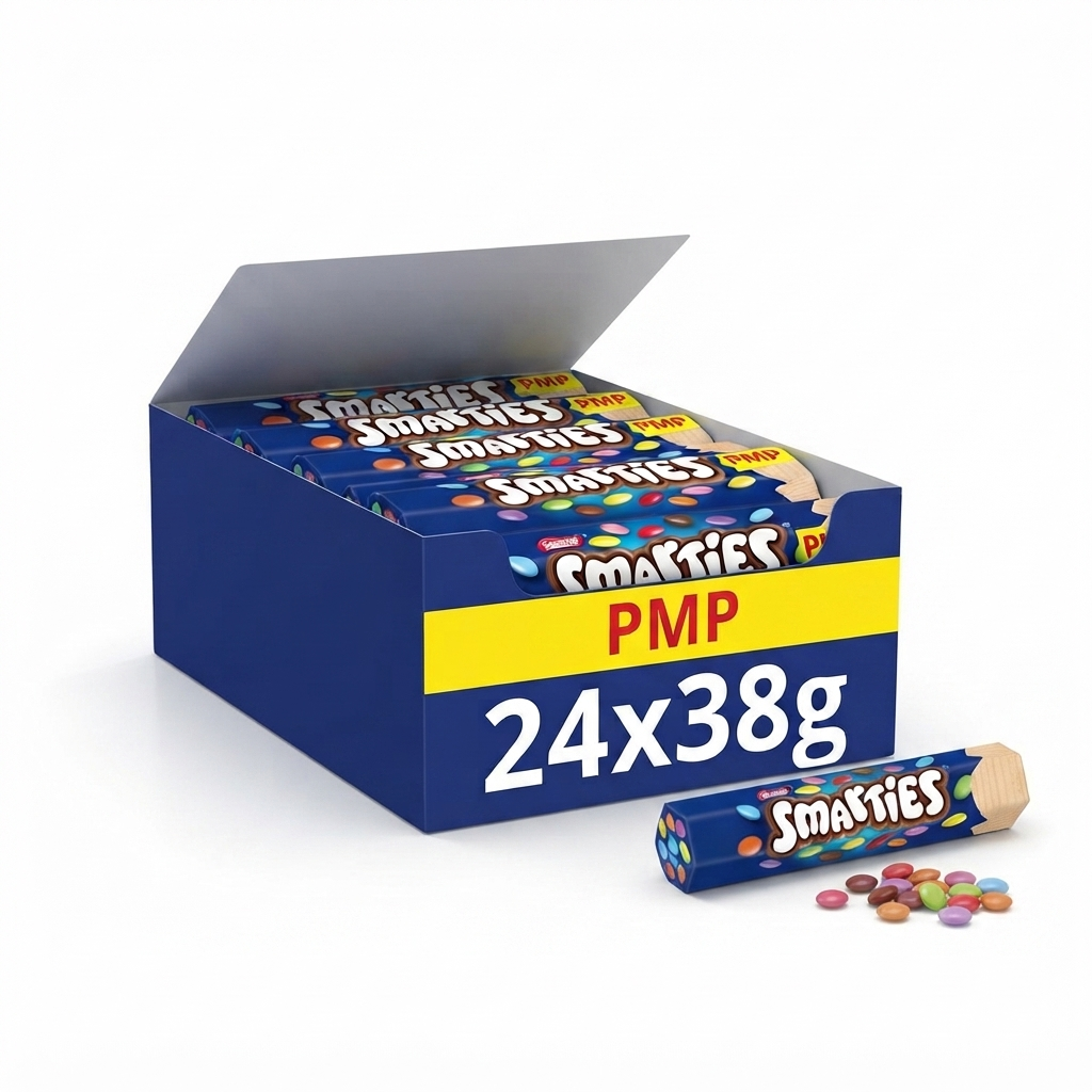 Smarties Milk Chocolate Tubes 38g x 24 - Bulk Box Wholesale