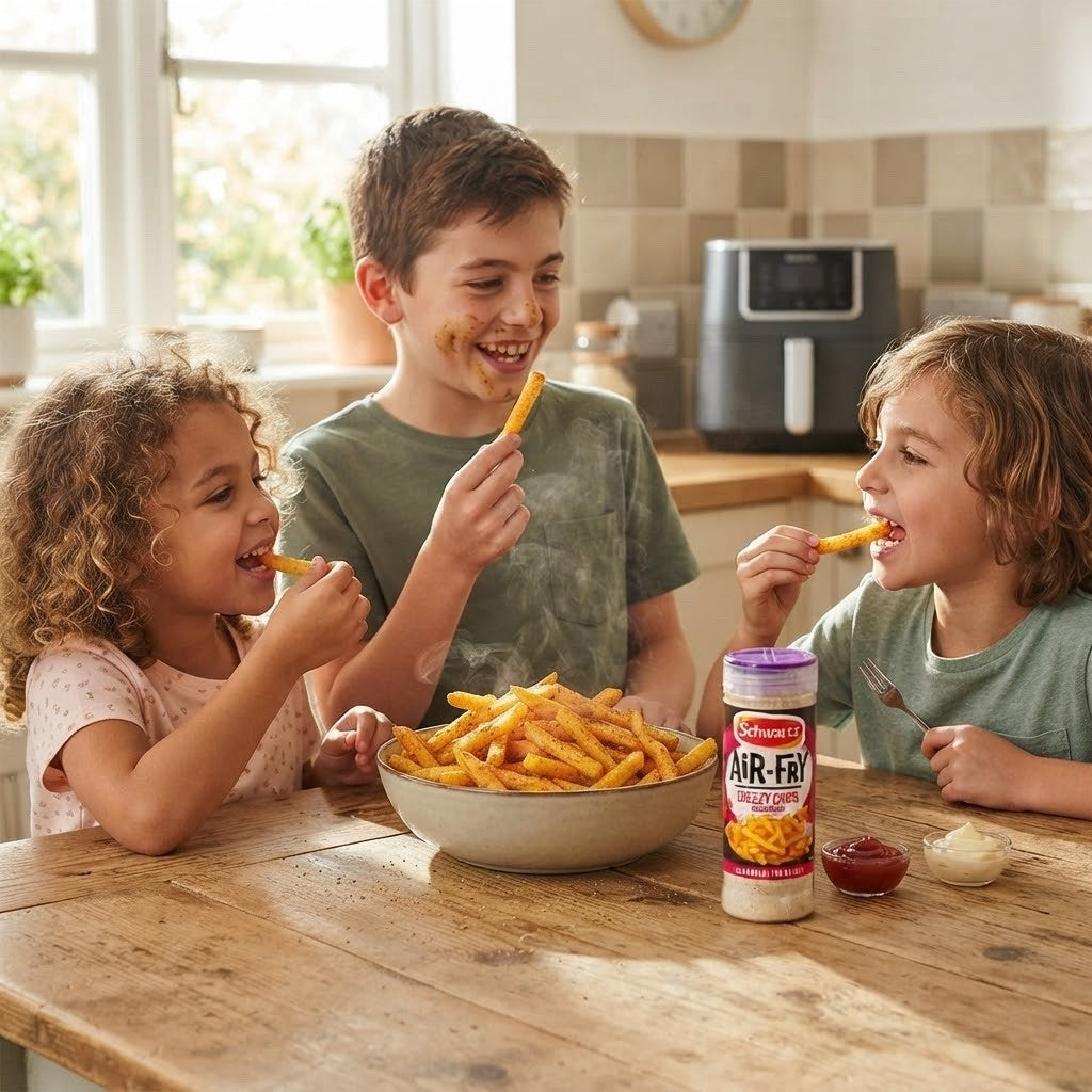 6 x 140g Schwartz Air Fryer Cheezy Chips Seasoning Drum