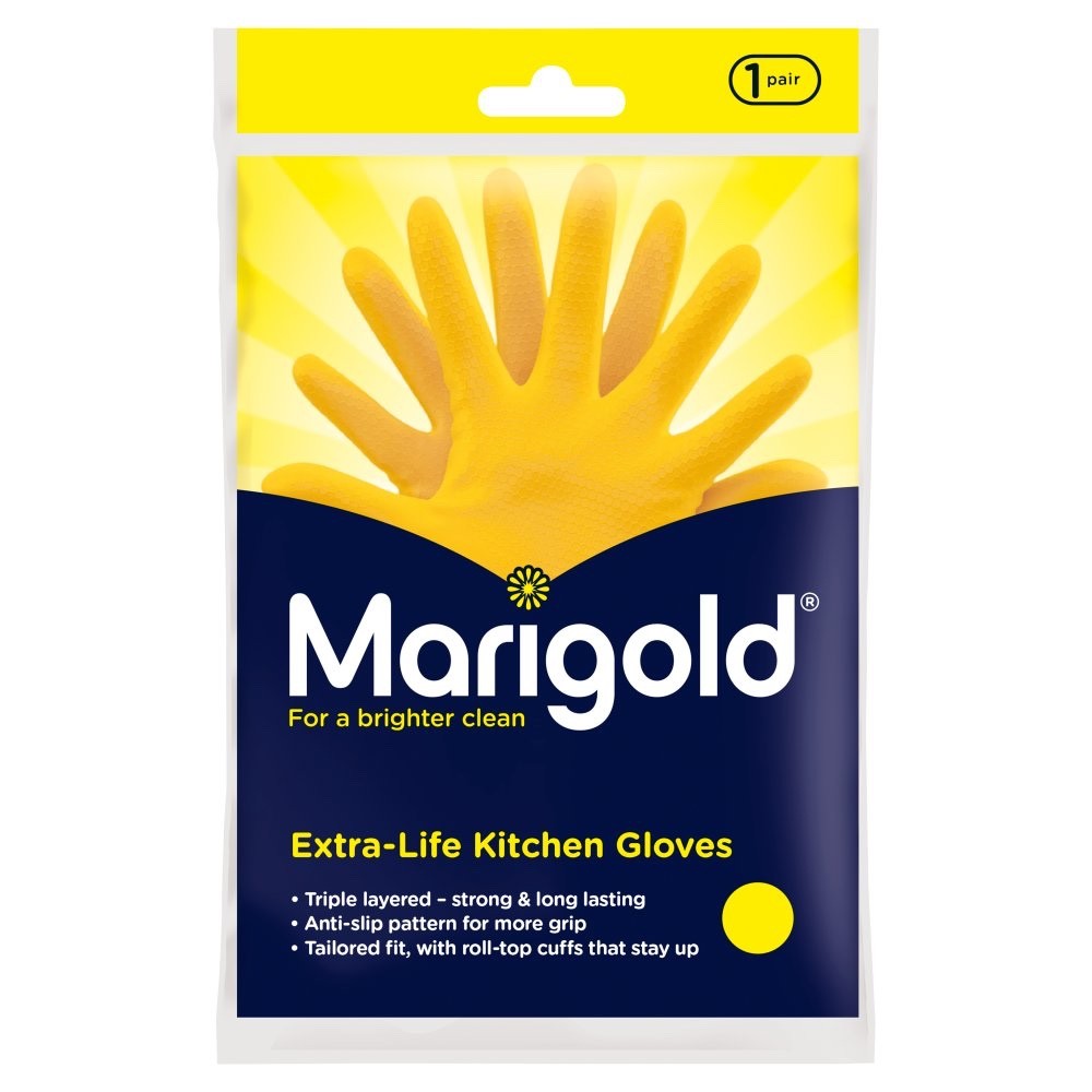 Marigold Extra-Life Kitchen Gloves Rubber Washing Up Dishwashing Small Medium La