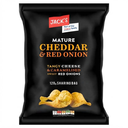 16x 120g Jack's Mature Cheddar & Red Onion Crisps Sharing Bag