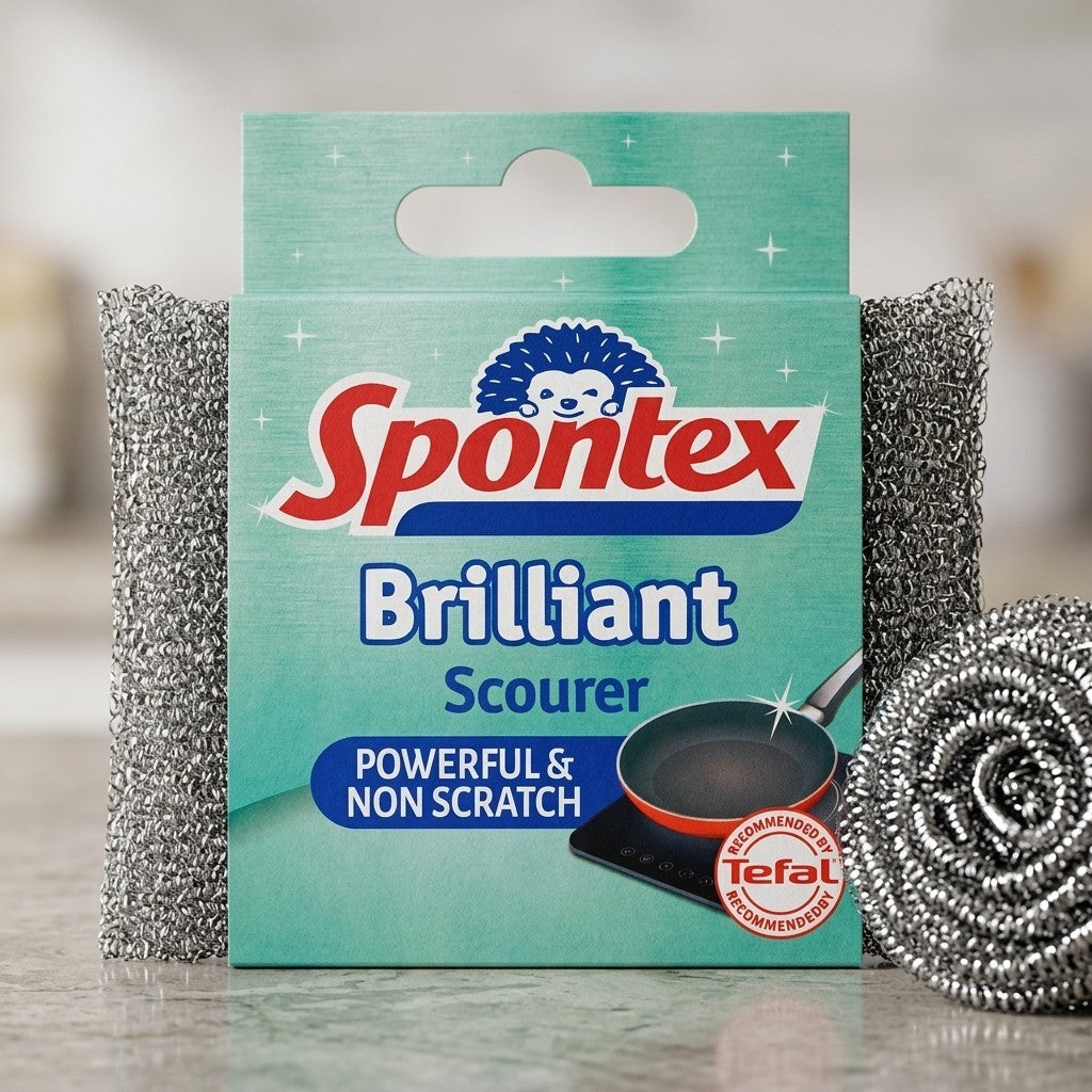 x6 / x48 Spontex Brilliant Scourer Non Scratch Metal Mesh Cleaning Pad