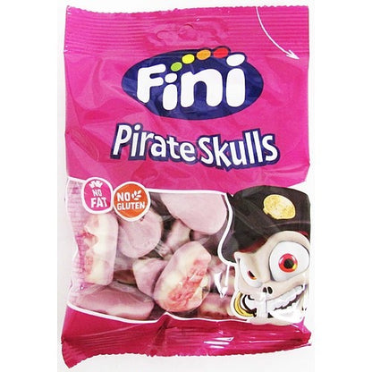 90g x 12 Fini Pirate Skulls Strawberry Flavour Foam Gums 90g Bulk Box