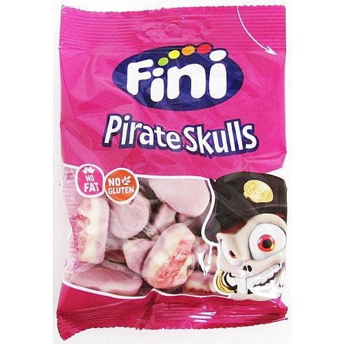 90g x 12 Fini Pirate Skulls Strawberry Flavour Foam Gums 90g Bulk Box