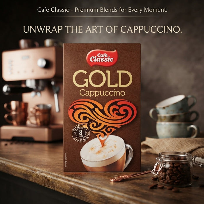 8 x 14g 112g Cafe Classic Gold Cappuccino Coffee Sachets