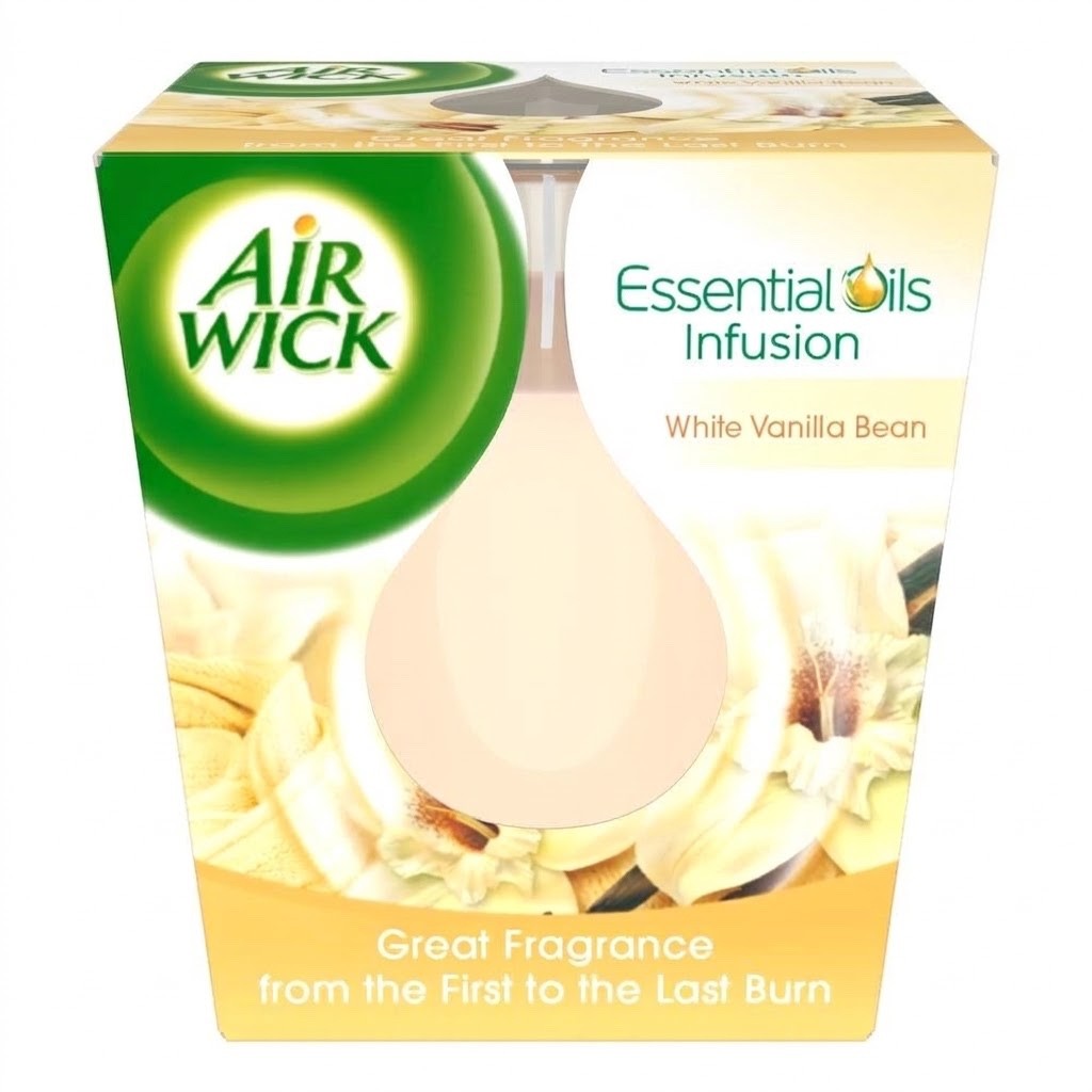105g × 6 Pack Air Wick White Vanilla Bean Candle 105g - Natural Essential Oils