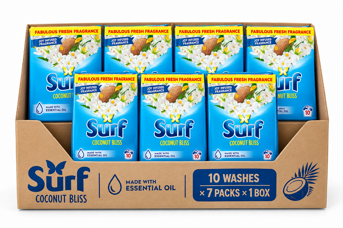 10 Wash × 7 x 500 g Surf Coconut Bliss Washing Powder - Bio Laundry Detergent