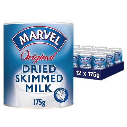12 x 175g Marvel Original Dried Skimmed Milk Powder Bulk Pack Low Fat Bak