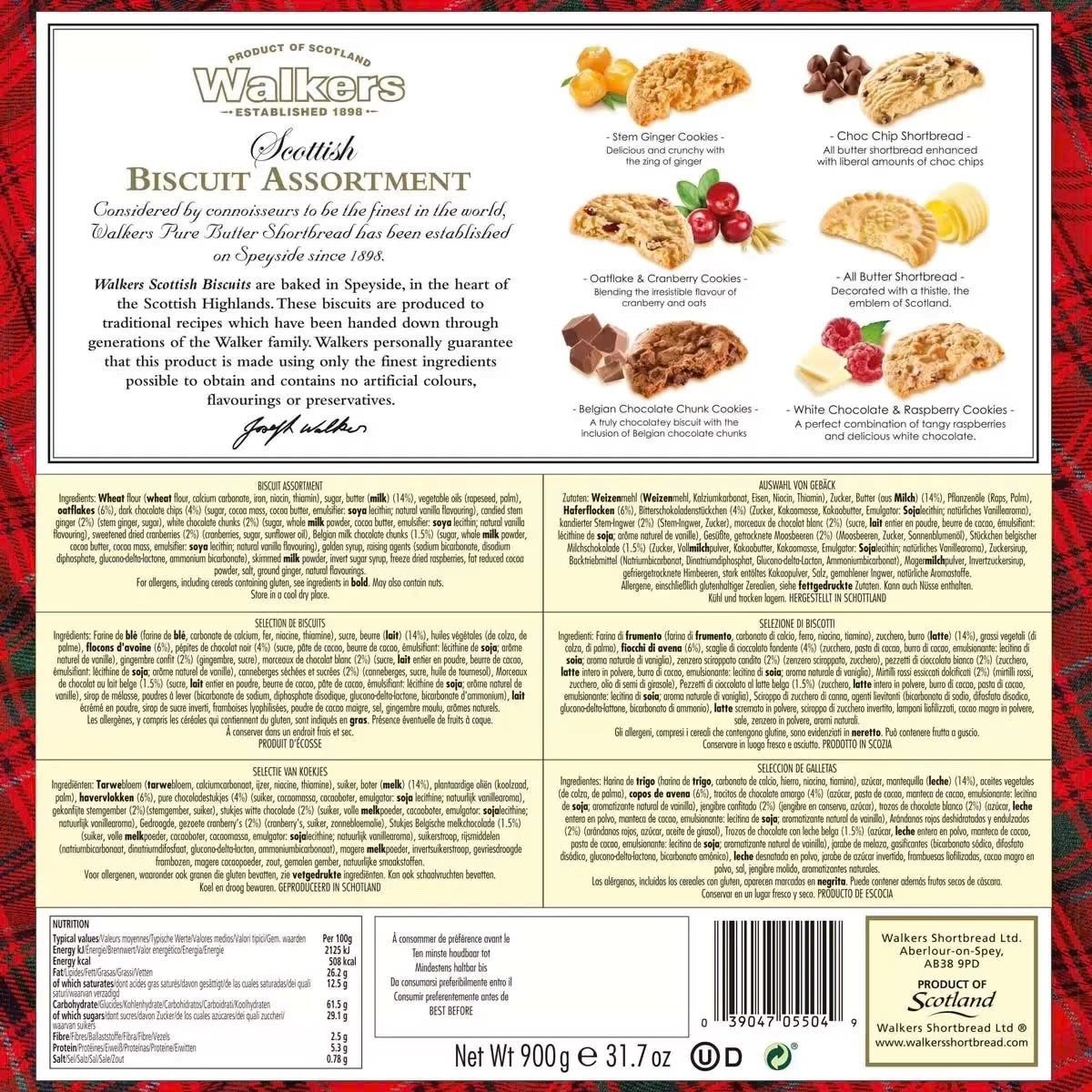 900g Walkers Scottish Biscuit Assortment - 54 Cookies