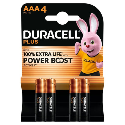 4 Pack Duracell Plus AAA Batteries 1.5V Power Boost Alkaline Bulk