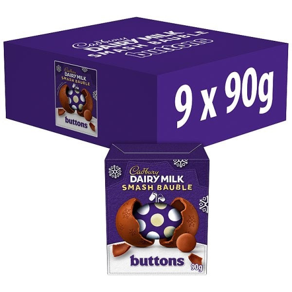 9 x 90g Cadbury Dairy Milk Buttons Chocolate Egg Bauble Easter Gift Treat