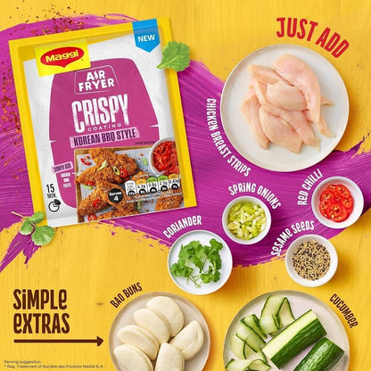 12x 70g (840g) Maggi Air Fryer Crispy Korean BBQ Seasoning Mix – Chicken Coating