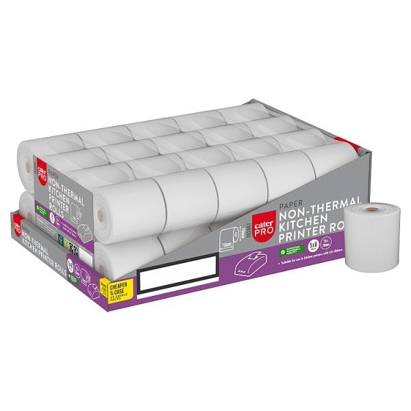 CaterPro 76mm x 76mm Non-Thermal Bond Paper Rolls for EPOS Impact Kitchen Printe