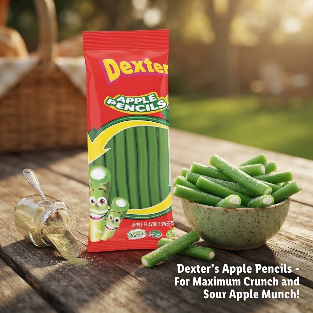 12 x 160g Dexters Pencils Bulk Box | Sour Rainbow, Apple & Strawberry Sweet