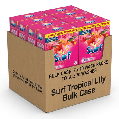 7 x 500g (3.5kg Total) Surf Tropical Lily Washing Powder 70 Washes -