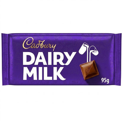 Cadbury Dairy Milk Chocolate Bars 95g - Bulk Buy Multi-Pack (Original, Fruit & N