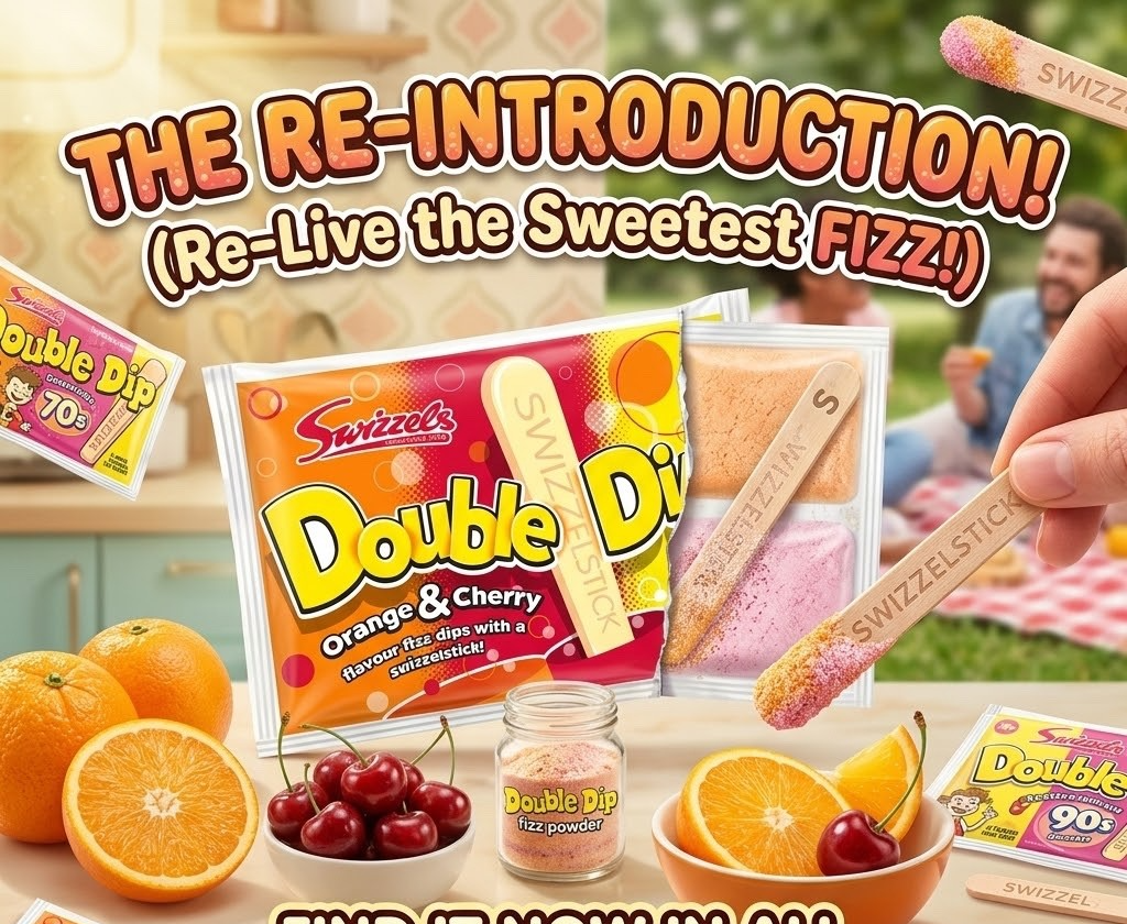 19g x 36 Pack Swizzels Double Dip Orange & Cherry Fizzy Powder retro Sweets Box