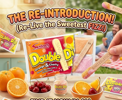 19g x 36 Pack Swizzels Double Dip Orange & Cherry Fizzy Powder retro Sweets Box