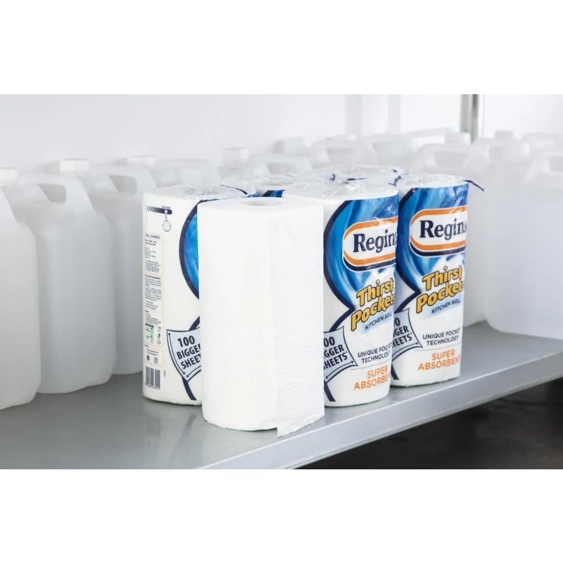 6 Regina Thirst Pockets Kitchen Roll Paper Towels 3 Ply Absorbent Single Rolls