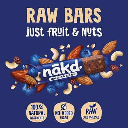 18x 35g Nakd Blueberry Muffin Raw Fruit & Nut Bar Vegan Gluten Free