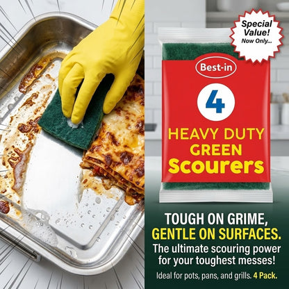 4pk × 10 Bestin Heavy duty Green Scourer - Bulk Pack