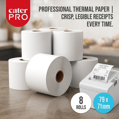 CaterPro 79mm x 71mm Thermal Receipt Paper Rolls for EPOS Cash Registers & Till