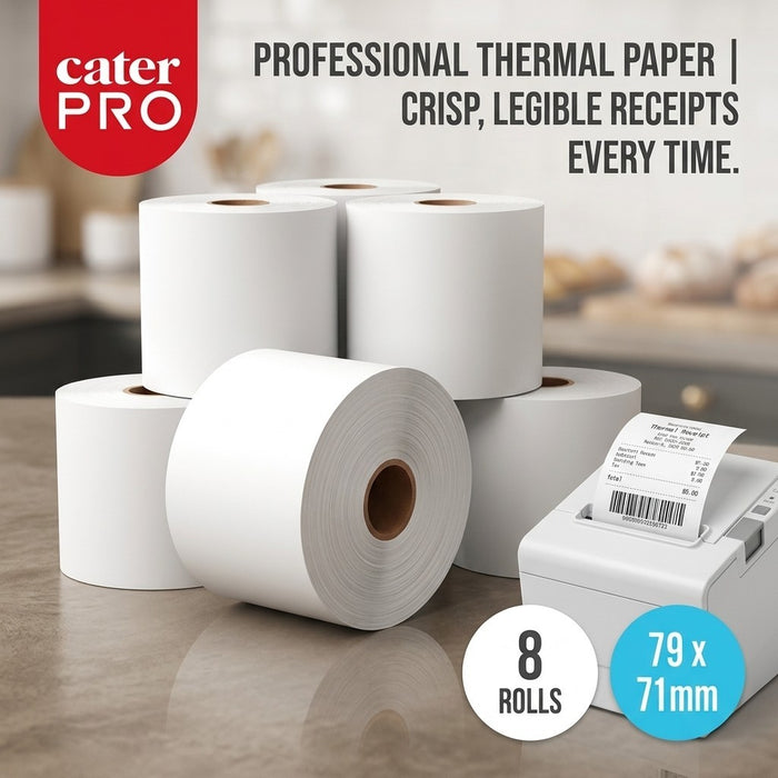 CaterPro 79mm x 71mm Thermal Receipt Paper Rolls for EPOS Cash Registers & Till