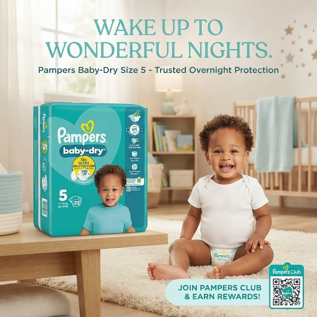 4x 23s Pampers Baby-Dry Size 5 Nappies 12h Ultra Protection