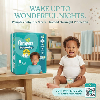 4x 23s Pampers Baby-Dry Size 5 Nappies 12h Ultra Protection