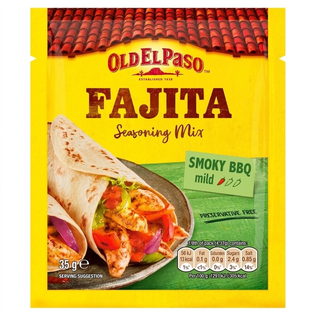 12 x 35g Old El Paso Smoky BBQ Fajita Seasoning Mix Box Bulk Pack Mild Spice