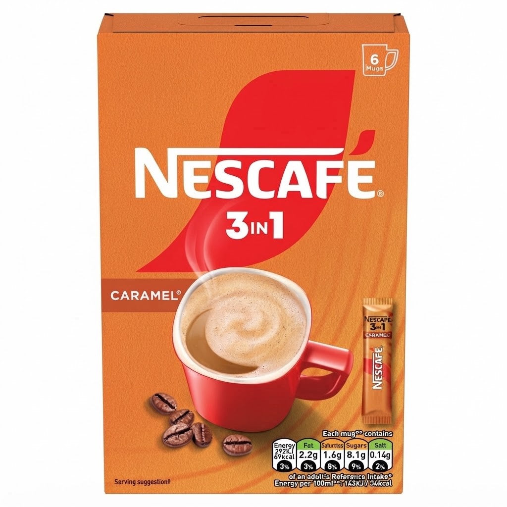 6 x 16 g - Nescafe 3in1 Original & Caramel Instant Coffee Sachets Bundle Smooth