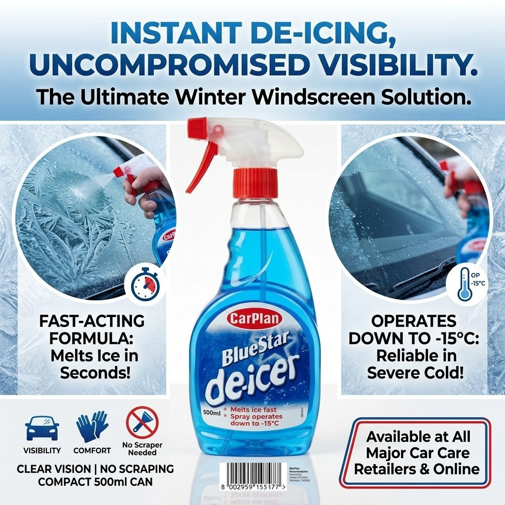 CarPlan Blue Star De-Icer Trigger Spray 500ml Windscreen Defroster Car Glass