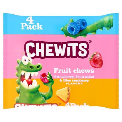 13 x 4pk Chewits Fruit Chews  - Strawberry Fruit Salad Blue Raspberry Sweets