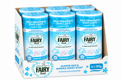155g × 6 Fairy Non Bio In-Wash Scent Booster Beads 450g Almond Milk & Manuk